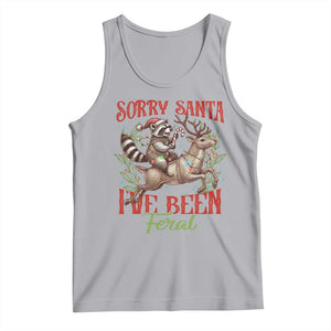 Funny Christmas Raccoon Tank Top Sorry Santa I've Been Feral Reindeer TS09 Athletic Heather Print Your Wear