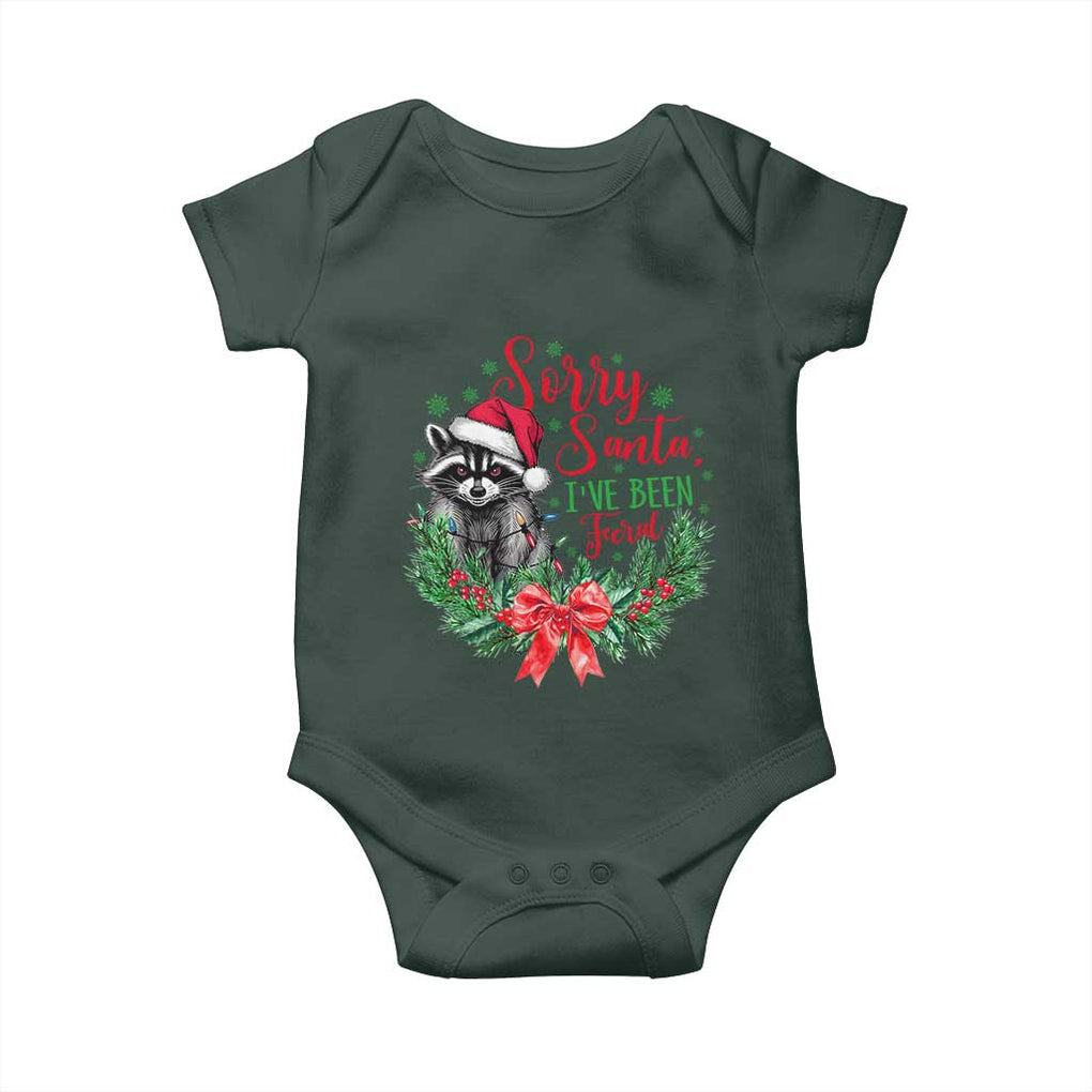 Funny Christmas Baby Onesie Sorry Santa I've Been Feral Raccoon TS09 Print Your Wear