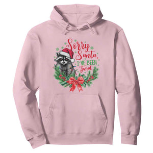 Funny Christmas Hoodie Sorry Santa I've Been Feral Raccoon TS09 Light Pink Print Your Wear