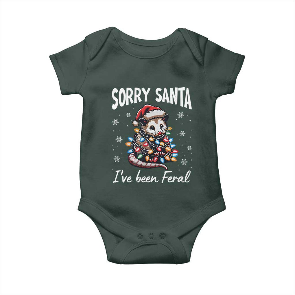 Funny Christmas Opossum Baby Onesie Sorry Santa I've Been Feral TS09 Print Your Wear