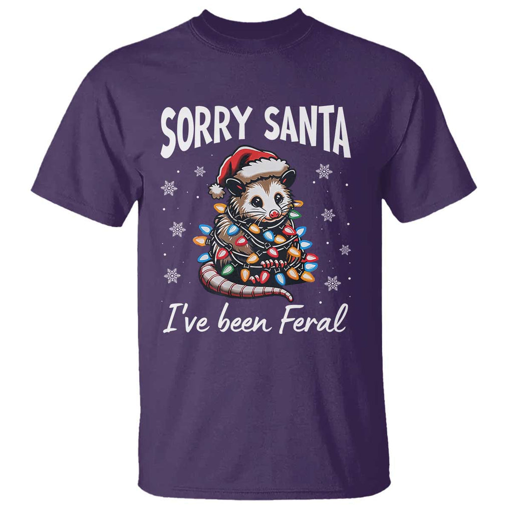 Funny Christmas Opossum T Shirt Sorry Santa I've Been Feral TS09 Purple Print Your Wear