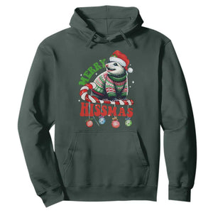 Funny Christmas Opossum Hoodie Merry Hissmass TS09 Dark Forest Green Print Your Wear