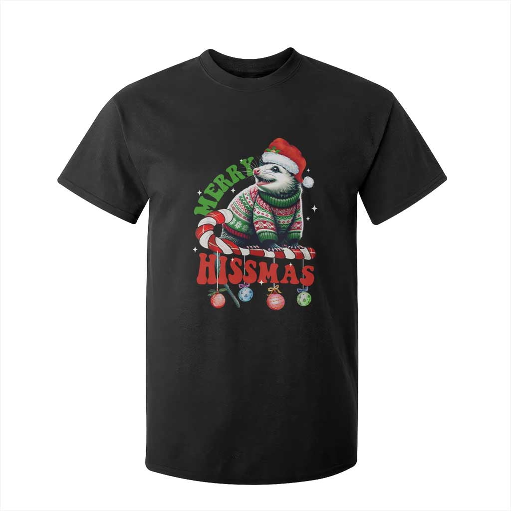 Funny Christmas Opossum T Shirt For Kid Merry Hissmass TS09 Black Print Your Wear