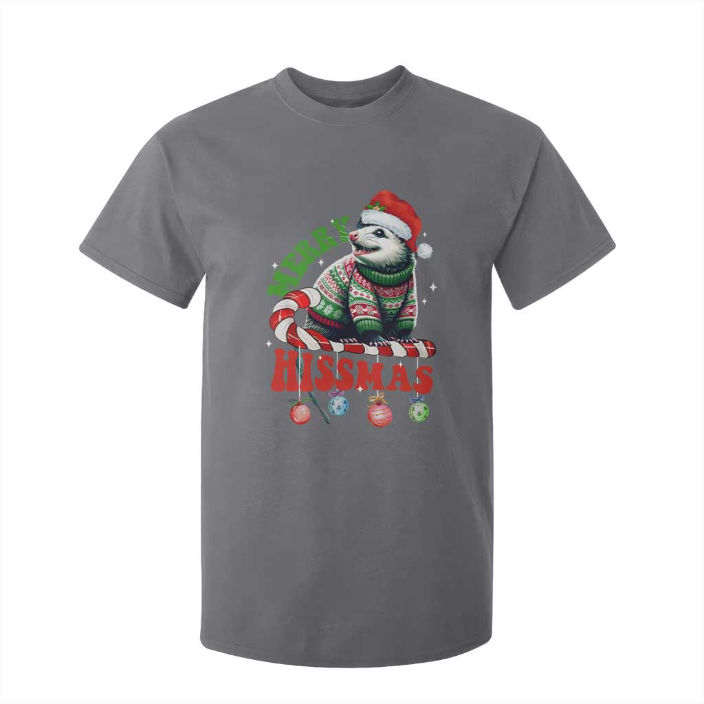 Funny Christmas Opossum T Shirt For Kid Merry Hissmass TS09 Charcoal Print Your Wear