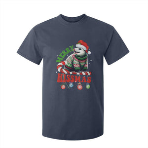 Funny Christmas Opossum T Shirt For Kid Merry Hissmass TS09 Navy Print Your Wear
