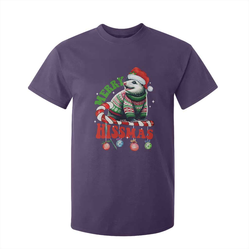 Funny Christmas Opossum T Shirt For Kid Merry Hissmass TS09 Purple Print Your Wear