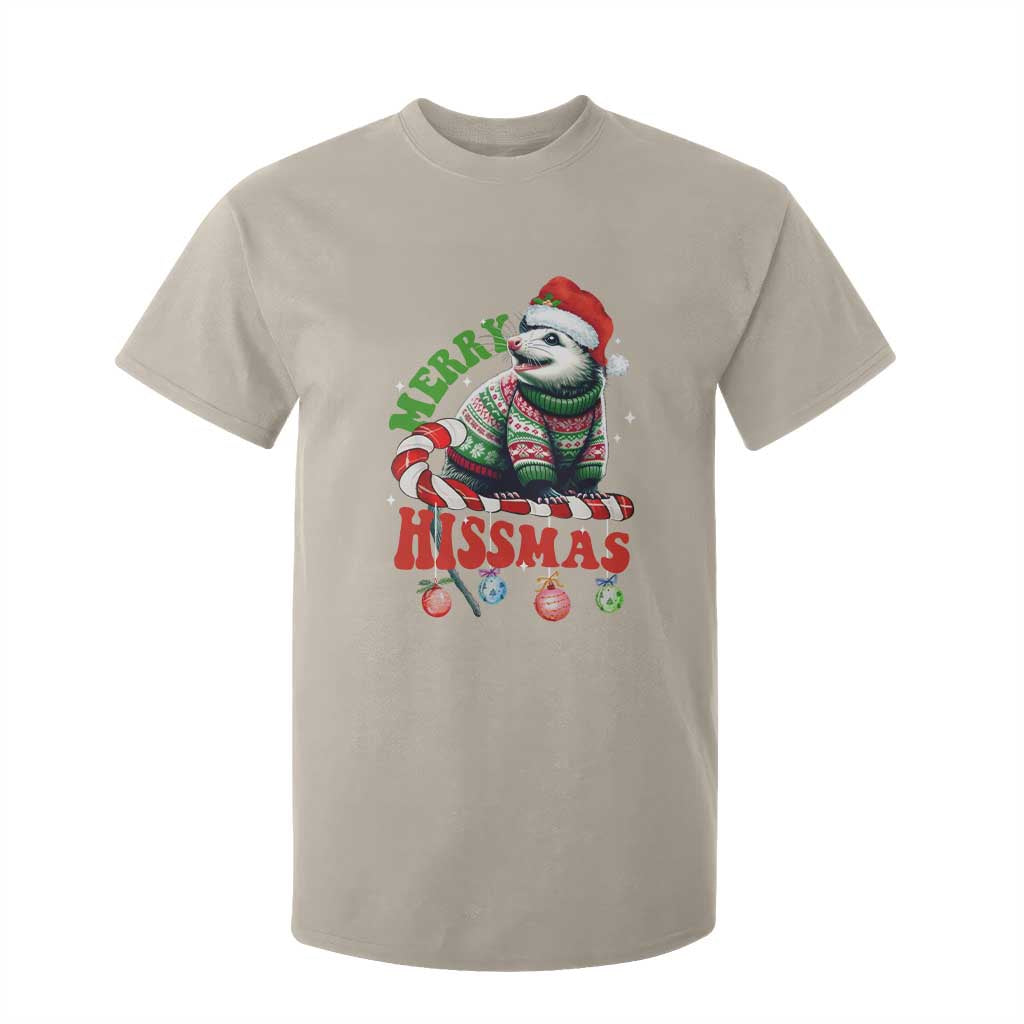 Funny Christmas Opossum T Shirt For Kid Merry Hissmass TS09 Sand Print Your Wear