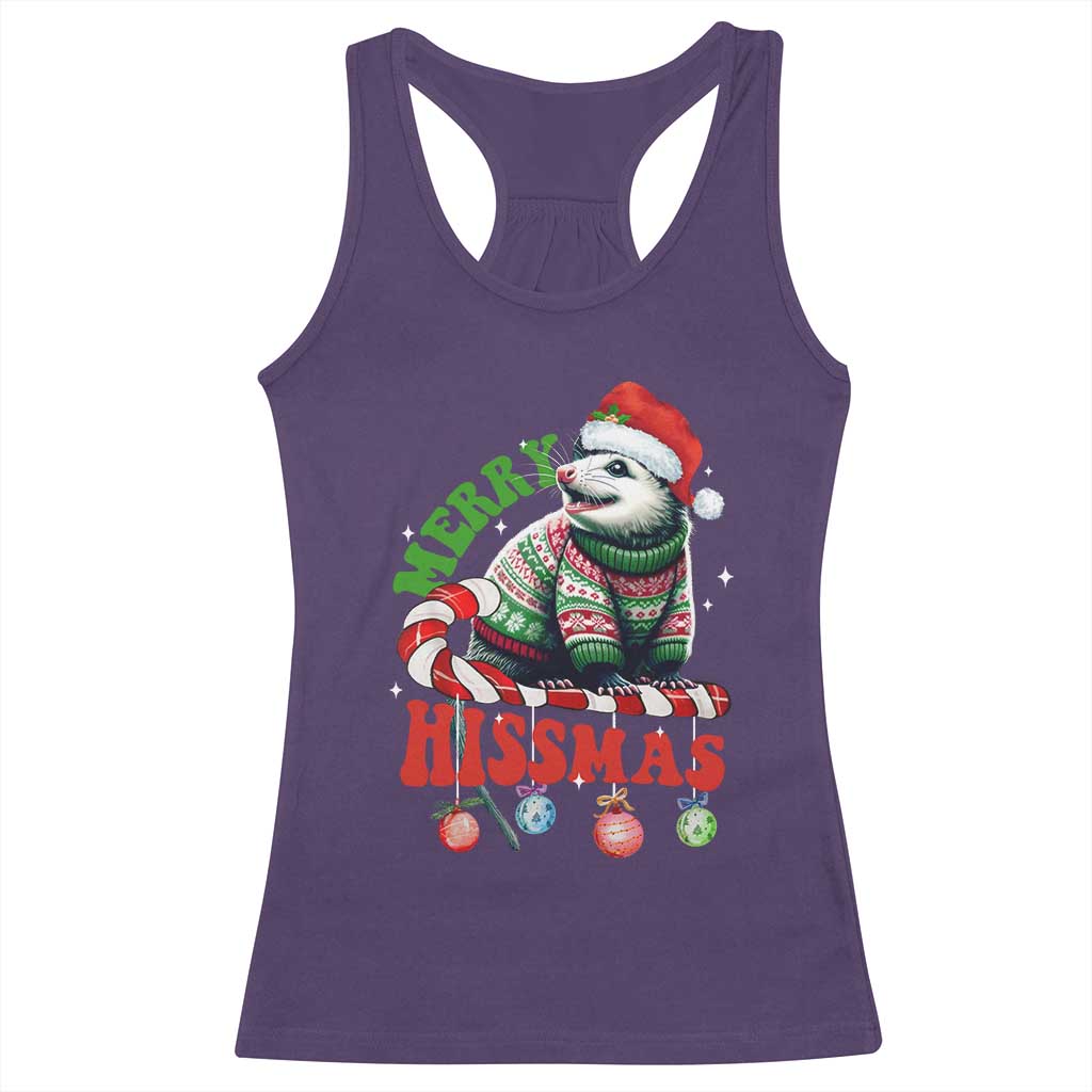 Funny Christmas Opossum Racerback Tank Top Merry Hissmass TS09 Purple Print Your Wear