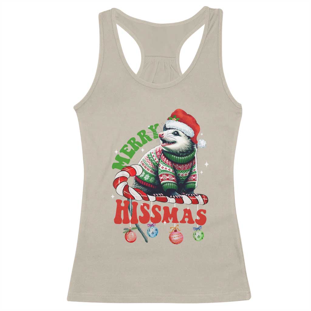 Funny Christmas Opossum Racerback Tank Top Merry Hissmass TS09 Sand Print Your Wear