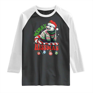 Funny Christmas Opossum Raglan Shirt Merry Hissmass TS09 Black White Print Your Wear