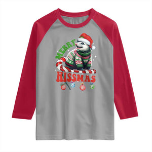 Funny Christmas Opossum Raglan Shirt Merry Hissmass TS09 Sport Gray Red Print Your Wear