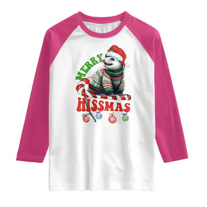 Funny Christmas Opossum Raglan Shirt Merry Hissmass TS09 White Heliconia Print Your Wear
