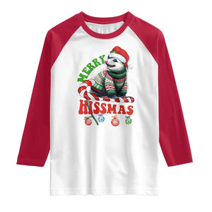 Funny Christmas Opossum Raglan Shirt Merry Hissmass TS09 White Red Print Your Wear