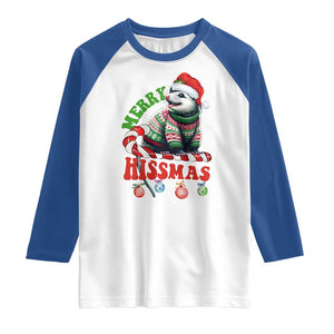 Funny Christmas Opossum Raglan Shirt Merry Hissmass TS09 White Royal Print Your Wear