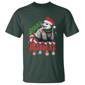 Funny Christmas Opossum T Shirt Merry Hissmass TS09 Dark Forest Green Print Your Wear