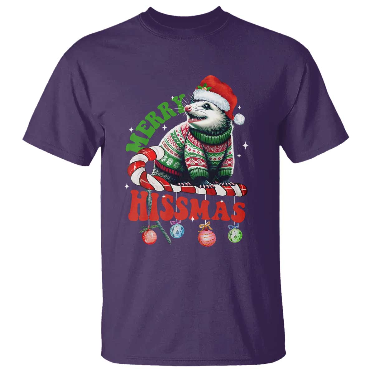 Funny Christmas Opossum T Shirt Merry Hissmass TS09 Purple Print Your Wear
