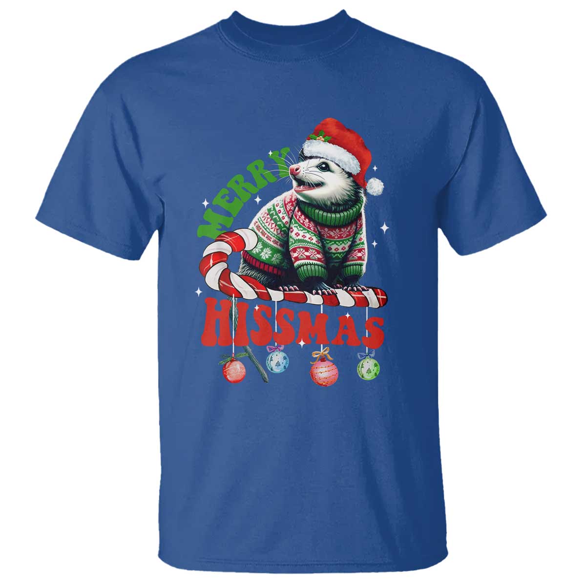 Funny Christmas Opossum T Shirt Merry Hissmass TS09 Royal Blue Print Your Wear