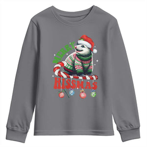 Funny Christmas Opossum Youth Sweatshirt Merry Hissmass TS09 Charcoal Print Your Wear