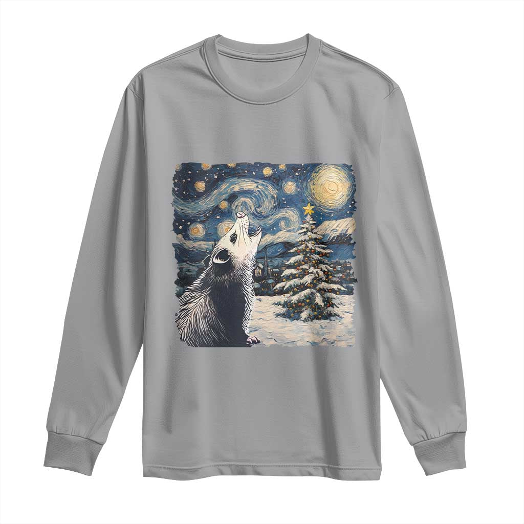 Christmas Starry Night Opossum Long Sleeve Shirt TS09 Sport Gray Print Your Wear