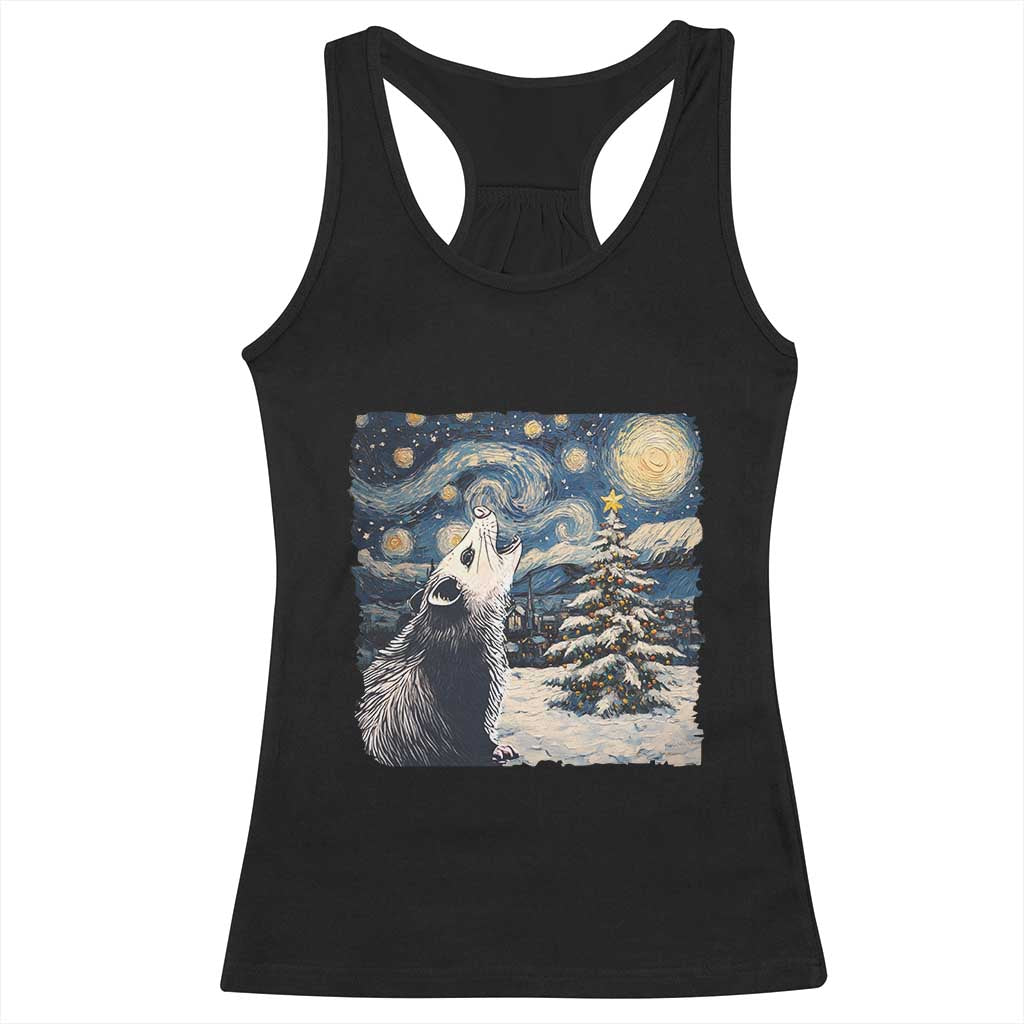 Christmas Starry Night Opossum Racerback Tank Top TS09 Black Print Your Wear