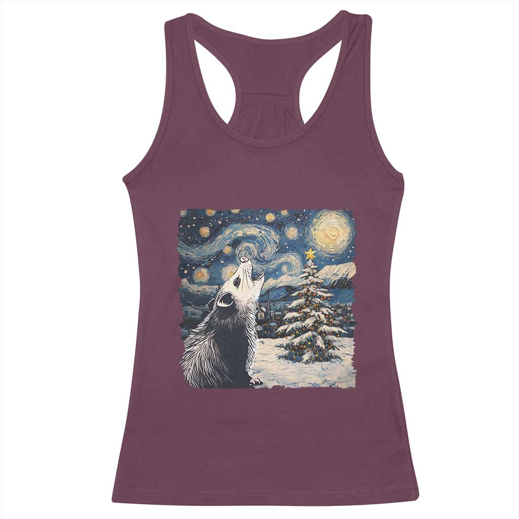 Christmas Starry Night Opossum Racerback Tank Top TS09 Maroon Print Your Wear