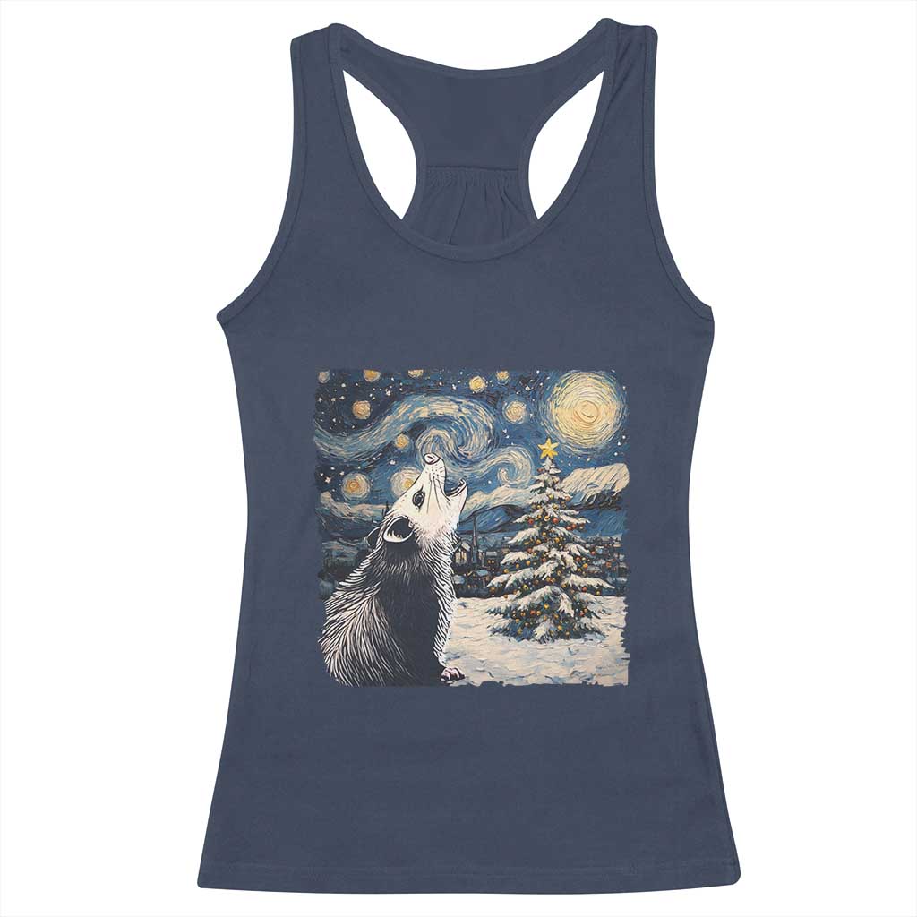 Christmas Starry Night Opossum Racerback Tank Top TS09 Navy Print Your Wear