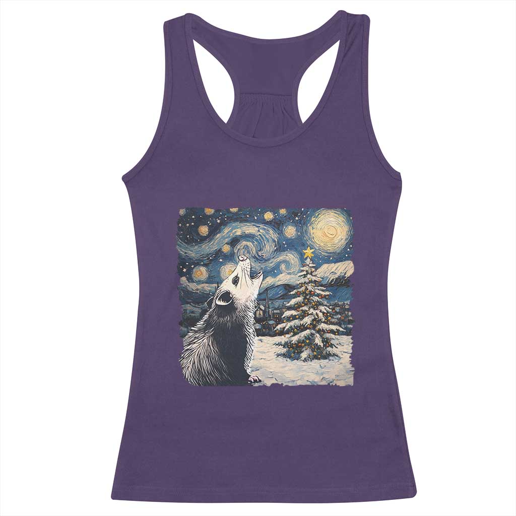 Christmas Starry Night Opossum Racerback Tank Top TS09 Purple Print Your Wear