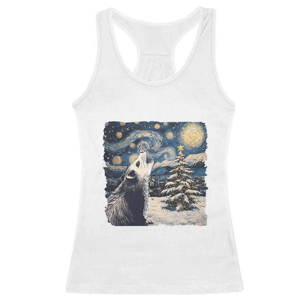 Christmas Starry Night Opossum Racerback Tank Top TS09 White Print Your Wear