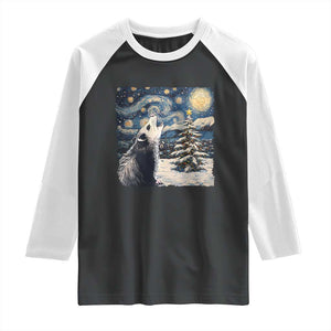 Christmas Starry Night Opossum Raglan Shirt TS09 Black White Print Your Wear