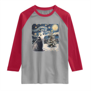 Christmas Starry Night Opossum Raglan Shirt TS09 Sport Gray Red Print Your Wear