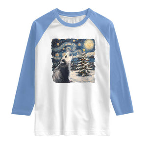 Christmas Starry Night Opossum Raglan Shirt TS09 White Carolina Blue Print Your Wear