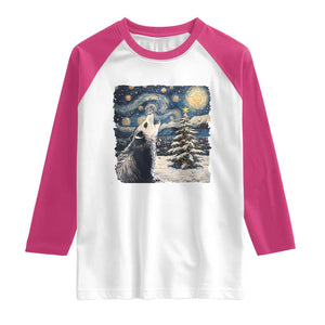 Christmas Starry Night Opossum Raglan Shirt TS09 White Heliconia Print Your Wear