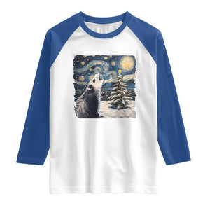 Christmas Starry Night Opossum Raglan Shirt TS09 White Royal Print Your Wear