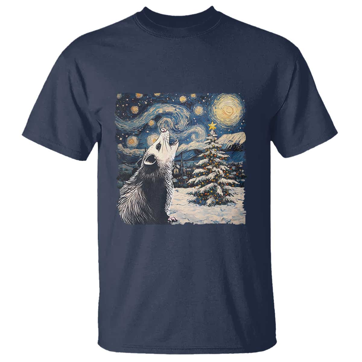 Christmas Starry Night Opossum T Shirt TS09 Navy Print Your Wear
