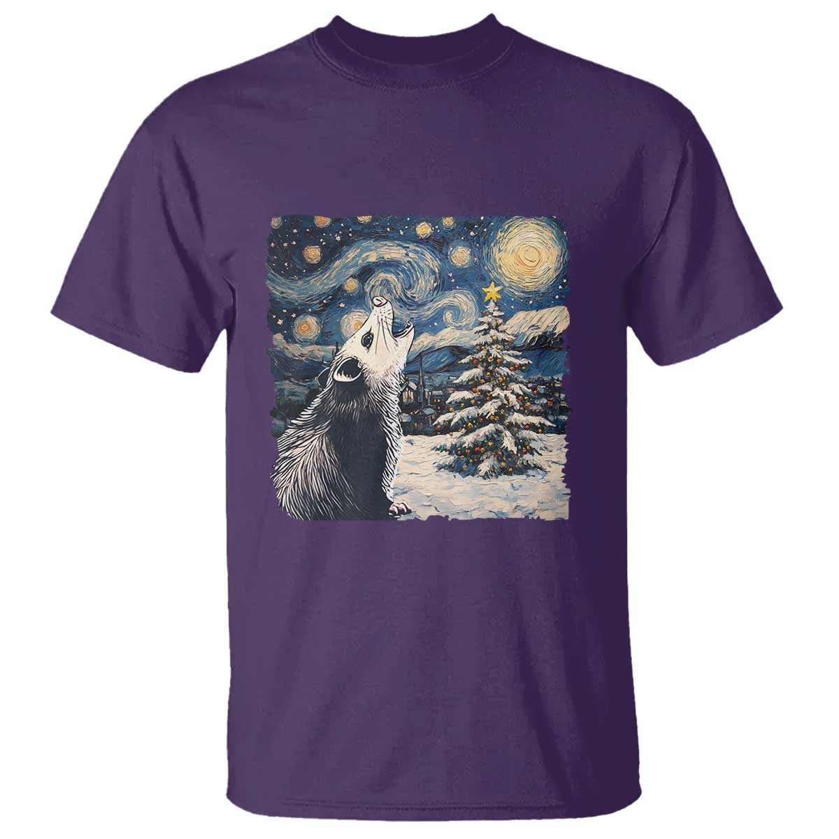 Christmas Starry Night Opossum T Shirt TS09 Purple Print Your Wear