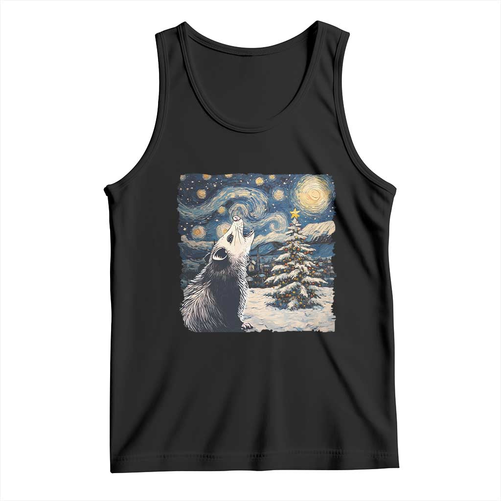 Christmas Starry Night Opossum Tank Top TS09 Black Print Your Wear