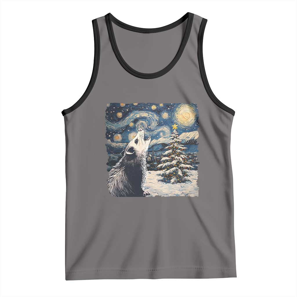 Christmas Starry Night Opossum Tank Top TS09 Deep Heather Black Print Your Wear