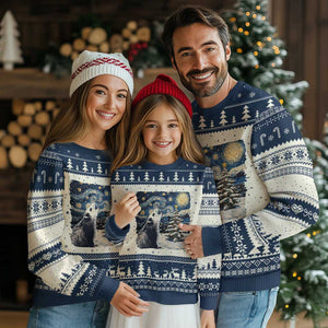 Christmas Starry Night Opossum Ugly Christmas Sweater TS09 Navy Print Your Wear
