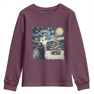 Christmas Starry Night Opossum Youth Sweatshirt TS09 Maroon Print Your Wear