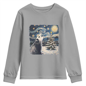 Christmas Starry Night Opossum Youth Sweatshirt TS09 Sport Gray Print Your Wear