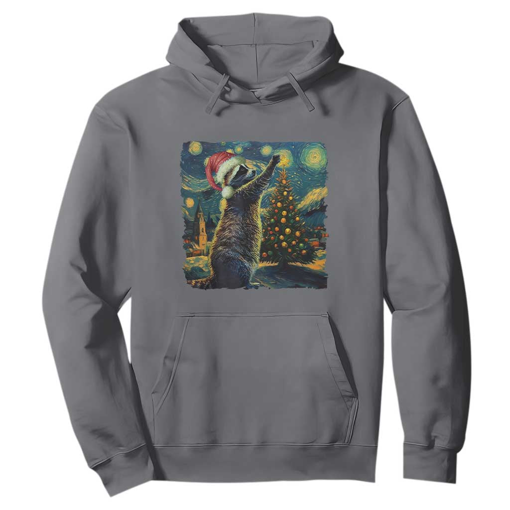 Christmas Starry Night Raccoon Hoodie TS09 Charcoal Print Your Wear