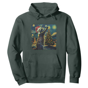 Christmas Starry Night Raccoon Hoodie TS09 Dark Forest Green Print Your Wear