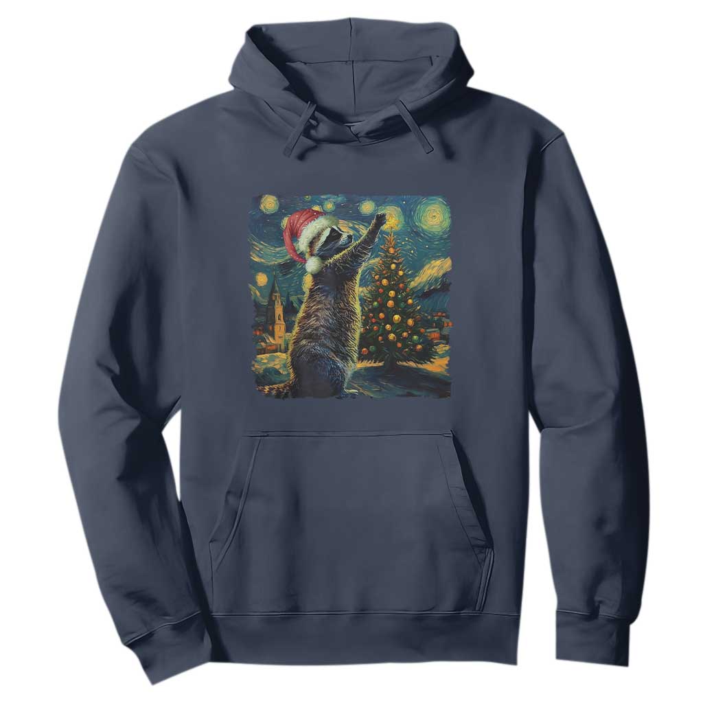 Christmas Starry Night Raccoon Hoodie TS09 Navy Print Your Wear