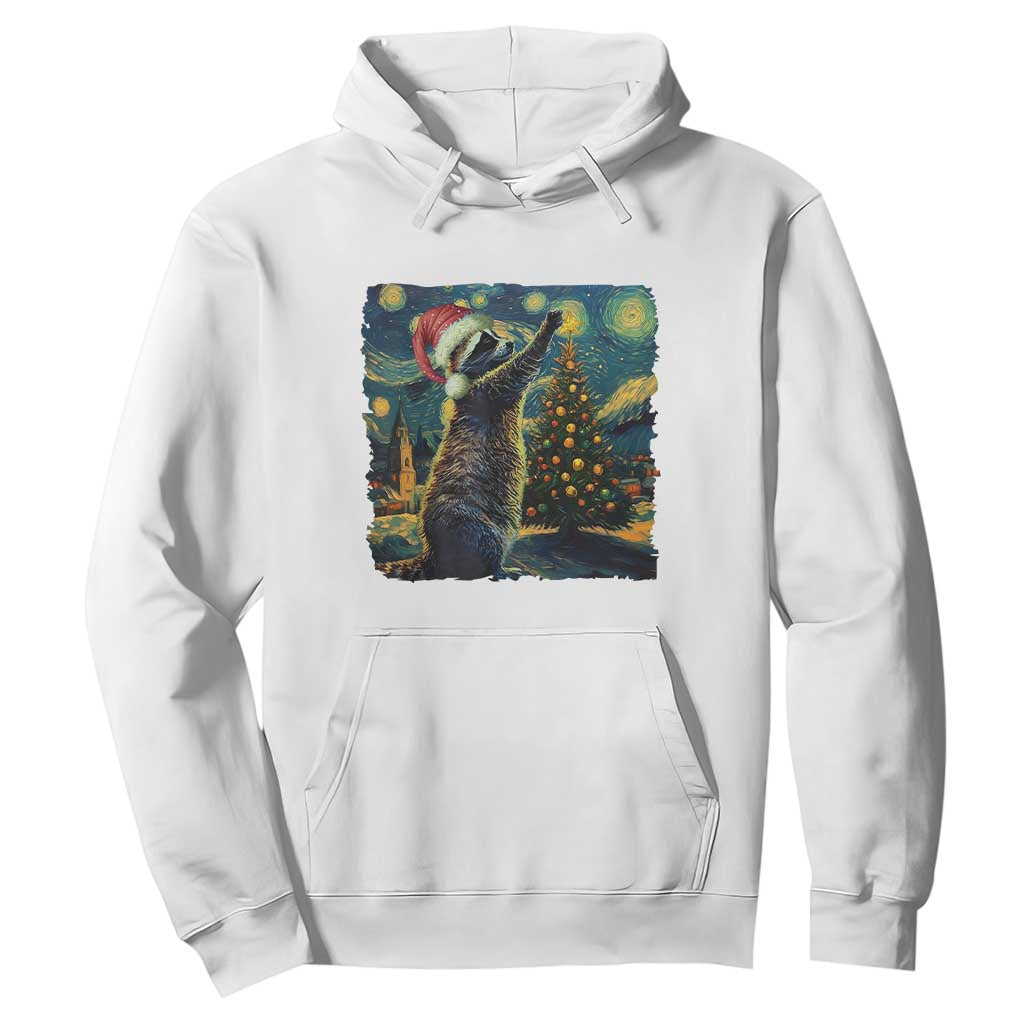 Christmas Starry Night Raccoon Hoodie TS09 White Print Your Wear