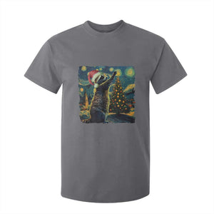 Christmas Starry Night Raccoon T Shirt For Kid TS09 Charcoal Print Your Wear