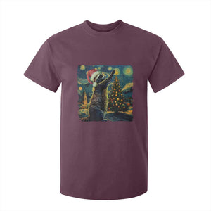 Christmas Starry Night Raccoon T Shirt For Kid TS09 Maroon Print Your Wear