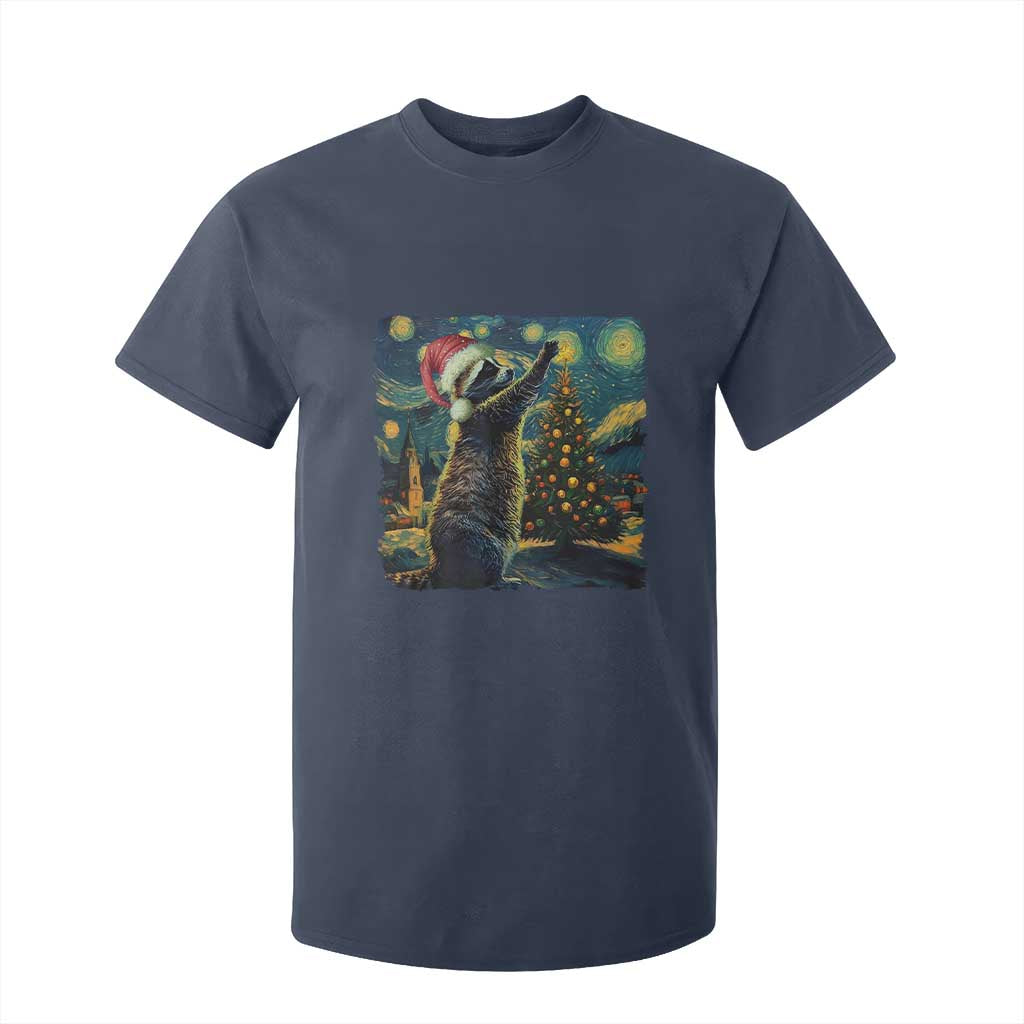 Christmas Starry Night Raccoon T Shirt For Kid TS09 Navy Print Your Wear