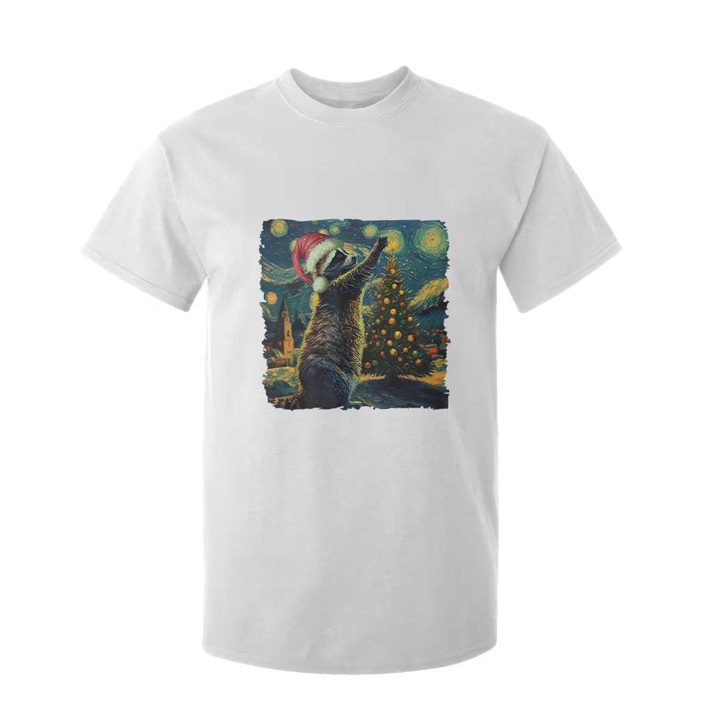 Christmas Starry Night Raccoon T Shirt For Kid TS09 White Print Your Wear