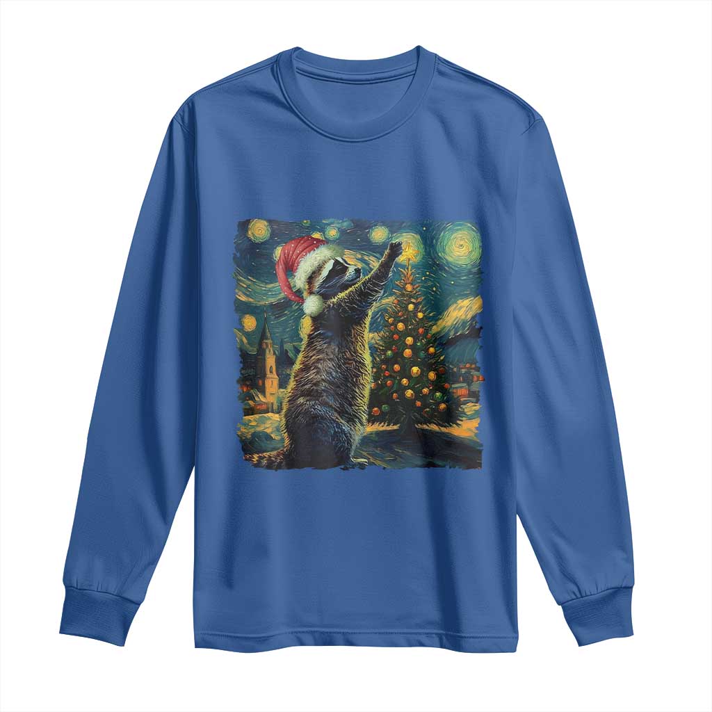 Christmas Starry Night Raccoon Long Sleeve Shirt TS09 Royal Blue Print Your Wear