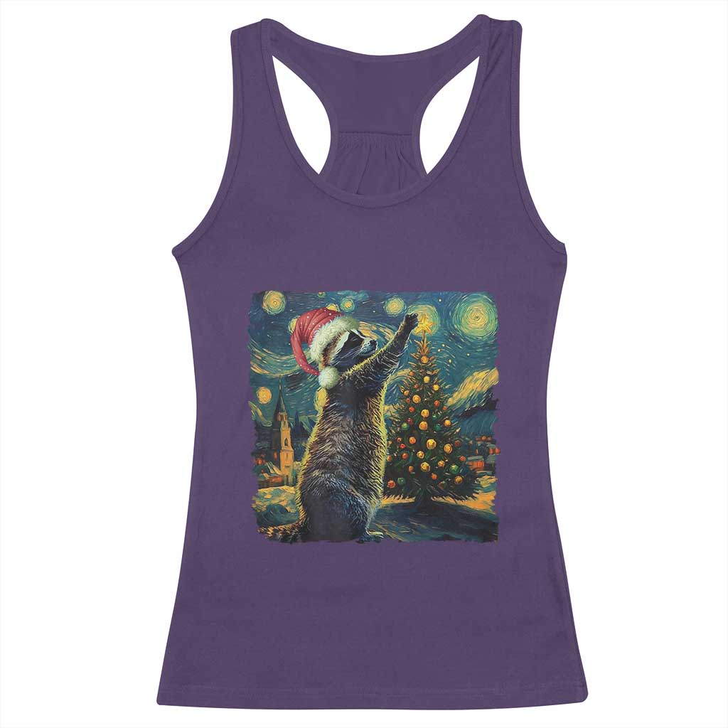 Christmas Starry Night Raccoon Racerback Tank Top TS09 Purple Print Your Wear